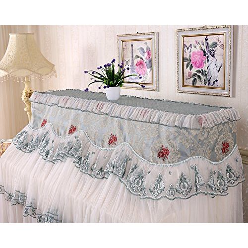  Soarun Lace flower Piano Cover Set Dustproof Piano Decoration Cover Keyboards Cover Made of Silk and Sheers with Double Stool Cover