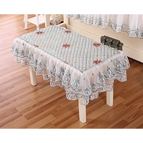  Soarun Lace flower Piano Cover Set Dustproof Piano Decoration Cover Keyboards Cover Made of Silk and Sheers with Double Stool Cover