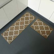 Sobibo Non-Slip Kitchen Mat Runner Area Rug Doormat Set, 2 Pieces(15x47+15x23) (Coffee Moroccan)