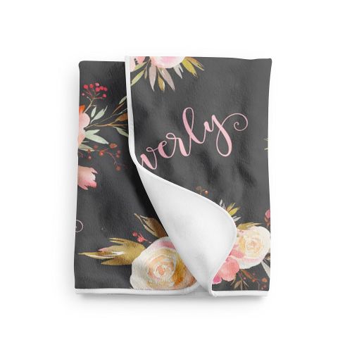  Sobilar Personalized Floral Baby Blanket, Girl Swaddle Blanket, Baby Girl Gift