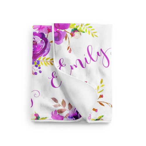  Sobilar Floral Baby Blanket, Personalized Baby Blanket, Swaddle Blanket, Baby Girl Gift