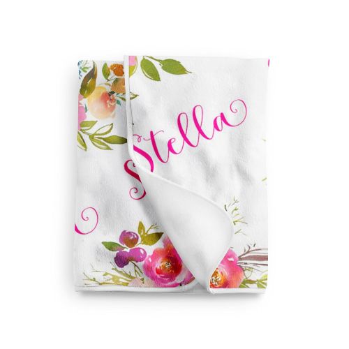  Sobilar Newborn Gift, Personalized Floral Baby Blanket, Swaddle Blanket