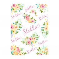 Sobilar Personalized Floral Baby Blanket, Baby Girl, Swaddle Blanket, Baby Girl Gift