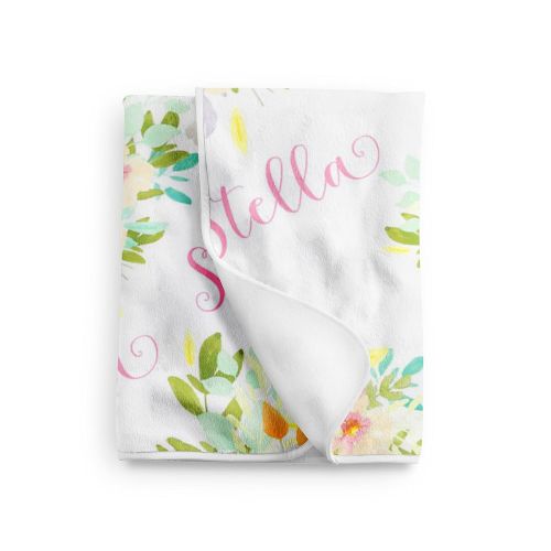  Sobilar Personalized Floral Baby Blanket, Baby Girl, Swaddle Blanket, Baby Girl Gift