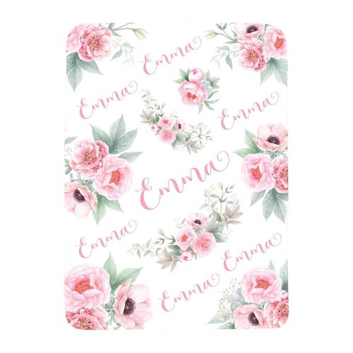  Sobilar Personalized Floral Baby Blanket, Swaddle Blanket, Baby Girl Gift