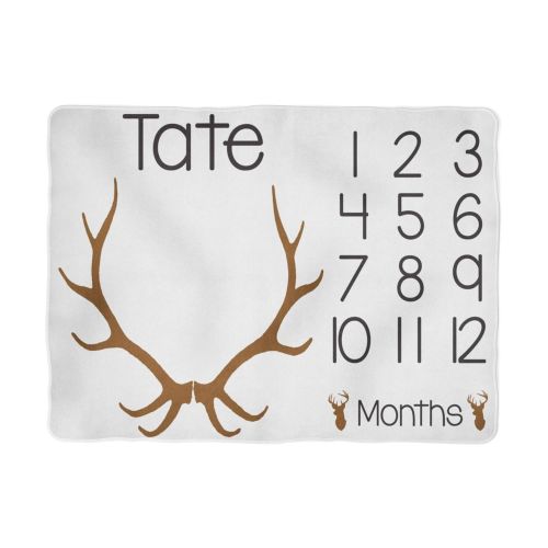  Sobilar Deer Milestone Blanket - Monthly Baby Blanket - Personalized Deer Baby Blanket - Monogram Baby Blanket - Boy Swaddle