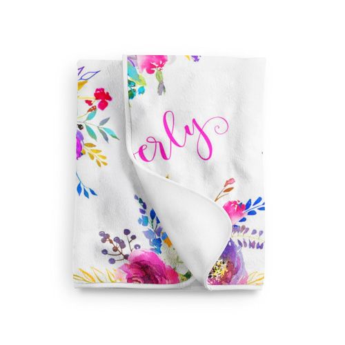  Sobilar Personalized Floral Baby Blanket, Baby Girl, Swaddle Blanket, Baby Girl Gift
