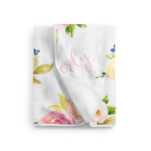  Sobilar Personalized Floral Baby Blanket, Personalized Baby Blanket, Swaddle Blanket, Baby Girl Gift