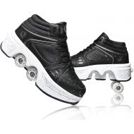 Sock Roller Skates Outdoor Deformation Parkour Roller Shoes with Wheels for Girls/Boys, Retractable Pop Out Wheel Skating Shoes Adults/Kids, Unisex Recreation Skate