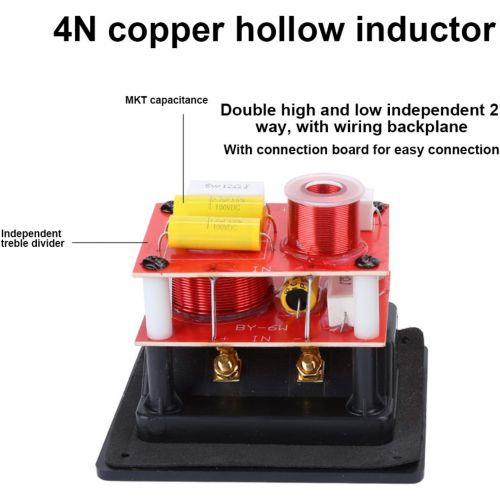  Socobeta Divider 2 Pieces HiFi Audio Crossover Tweeter Bass 2 Way Speaker Frequency Splitter Accessories