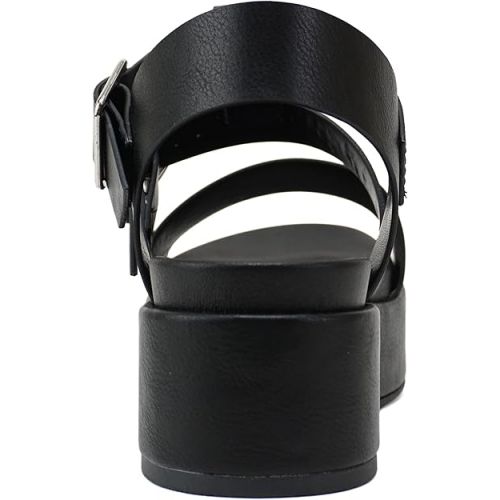  Soda “STELLAR” ~ Women Flatform Multi Strap Double Buckle Open Toe Ankle Strap Platform Wedge Sandals