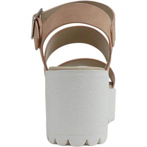  Soda ACCOUNT ~ Women Open Toe Two Bands Lug sole Fashion Block Heel Sandals with Adjustable Ankle Strap