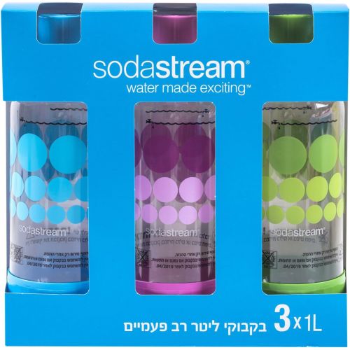 소다스트림 SodaStream 1 Liter x 3 Pack PET-Flaschen blau/gruen / lila 2015