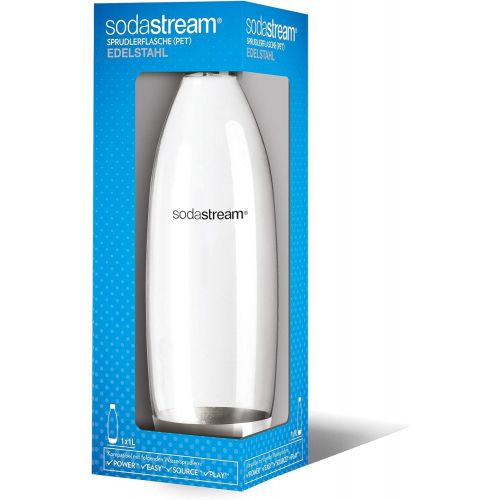 소다스트림 SodaStream Fuse PET-Flasche Ersatzflasche fuer SodaStream Wassersprudler mit Einklick-Mechanismus, 1L, mit Edelstahlelementen