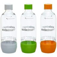 SodaStream Aktions-Set Pet-Flaschen 2+1, 3x 1 L PET-Flaschen aus bruchfestem kristallklarem PET, orange/gruen/weiss