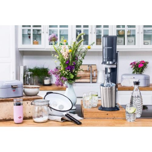 소다스트림 Visit the sodastream Store SodaStream Crystal 2.0 soda maker set promopack with CO2 cylinder, 2x glass carafes, 2x drinking glasses, titanium