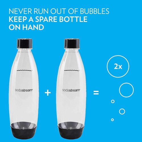 소다스트림 SodaStream Black 1L Slim Carbonating Bottles Twin Pack, Pack of 2