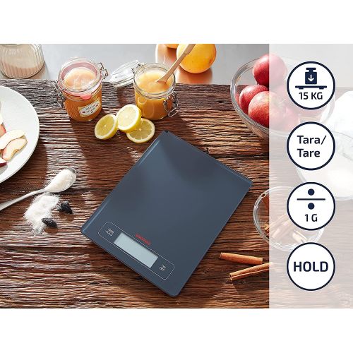  Soehnle Page Professional Digital Scales for Max. 15 kg Digital Kitchen Scales with Large Weighing Surface and Tare Feature, Practical Household Scales with Hold Function