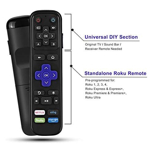  [아마존베스트]SofaBaton Universal IR Remote Replacement for Roku Streaming Player with 13 Extra Learning Buttons to Control TV Soundbar Receiver All in One (for Roku 1 2 3 4 Premier+ Express+ Ultra,NOT fo