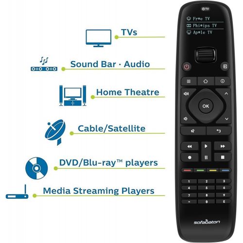  SofaBaton U1 Universal Remote with Smart APP & OLED Display & Macro Button, Harmony Remote Replace up to 15 Entertainment Devices, Compatible Over 6000 Brands TVs/DVD/STB/Projector