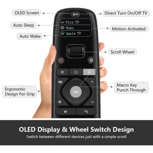  Updated SofaBaton U1 Universal Remote with OLED Display and Smartphone APP, All in One Universal Remote Control for up to 15 Entertainment Devices, Compatible with Smart TVs/DVD/ST