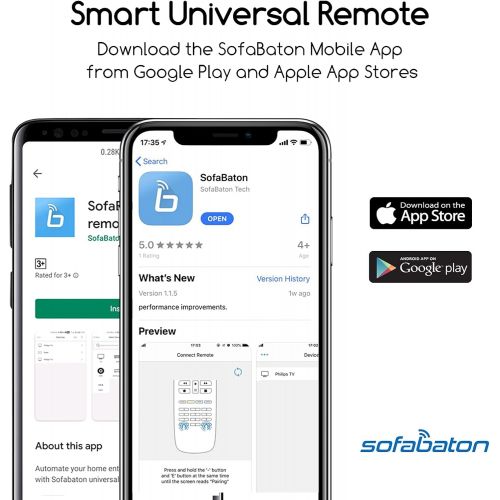  SofaBaton U1 Universal Remote Control with Smart APP, Harmony Remote with OLED Display and Macro Button, All in One Remote Support up to 15 Bluetooth & IR Devices, TVS/DVD/Media Pl