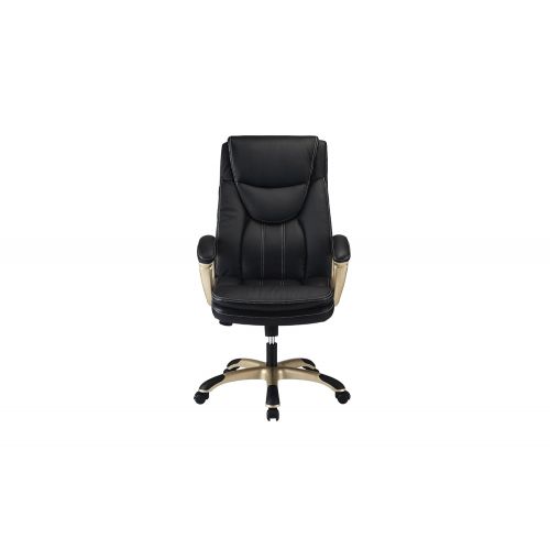  Sofamania Faux Leather High-Back Executive Chair, Plush Comfortable Office Chair (Black/Bronze)