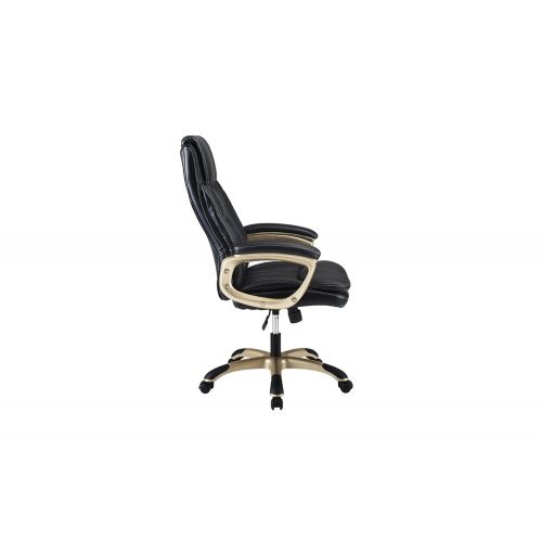 Sofamania Faux Leather High-Back Executive Chair, Plush Comfortable Office Chair (Black/Bronze)