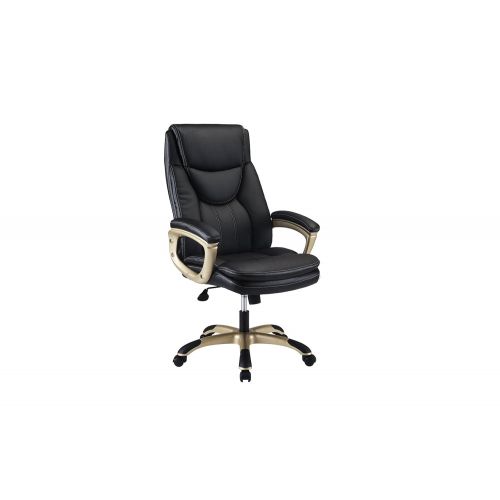  Sofamania Faux Leather High-Back Executive Chair, Plush Comfortable Office Chair (Black/Bronze)