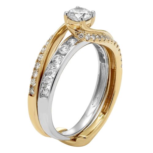  Sofia 14k Gold 1ct TDW White Diamond Twisted Bridal Insert Set by Sofia