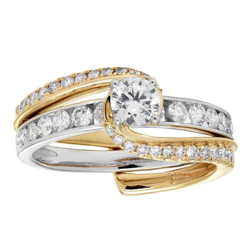  Sofia 14k Gold 1ct TDW White Diamond Twisted Bridal Insert Set by Sofia