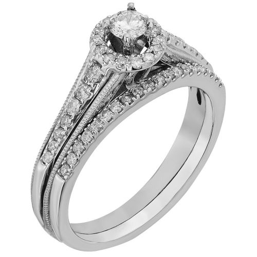  Sofia 10k White Gold 12ct TW Diamond Bridal Set by Sofia