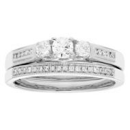 Sofia 14k White Gold 1/2ct TDW Round Diamond Bridal Set IGL Certified Ring by Sofia