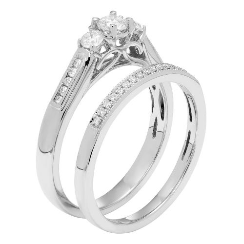  Sofia 14k White Gold 12ct TDW Round Diamond Bridal Set IGL Certified Ring by Sofia