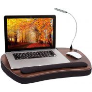 [아마존베스트]Sofia Sam Oversized Wood Top Memory Foam Lap Desk with Detachable USB Light and Tablet Slot (Black) Supports Laptops Up to 20 Inches