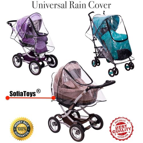  SofiaToys Rain Cover - Mosquito Net - Stroller Rain Cover and Baby Mosquito Net (2-Piece Set) Waterproof, Windproof Protection - Travel-Friendly, Outdoor Use - Easy to Install and Remove