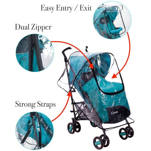  SofiaToys Rain Cover - Mosquito Net - Stroller Rain Cover and Baby Mosquito Net (2-Piece Set) Waterproof, Windproof Protection - Travel-Friendly, Outdoor Use - Easy to Install and Remove
