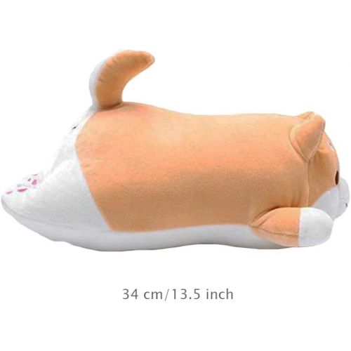  [아마존베스트]Sofipal Shiba Inu Dog Plush Pillow, Cute Soft Corgi Stuffed Animals Doll Toys Gifts for Valentine, Christmas, Birthday, Bed, Sofa Chair (Brown Round Eye, 13.5in)