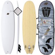Hybrid Surfboard + Bag Package - Best Performance Foam Surfboard for all Surfing Levels - Custom Longboard & Shortboard Surf Board Shapes for Kids/Adults - Wax Free Soft Top + Fibe