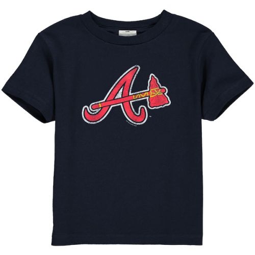  Soft as a Grape Atlanta Braves Toddler Navy Blue Distressed Logo T-shirt
