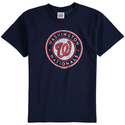  Soft as a Grape Youth Washington Nationals Navy Blue Distressed Logo T-Shirt