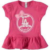 Girls Toddler Los Angeles Dodgers Soft as a Grape Pink Ruffle T-Shirt
