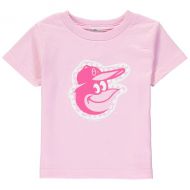 Toddler Girls Baltimore Orioles Soft as a Grape Pink Polka Dot Logo T-Shirt