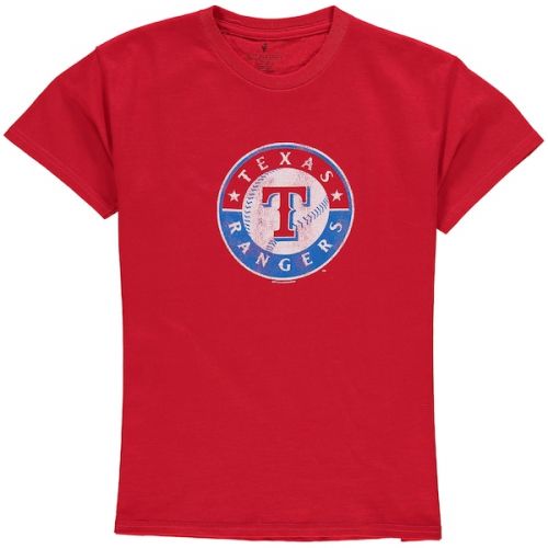  Soft as a Grape Texas Rangers Youth Distressed Logo T-Shirt - Red