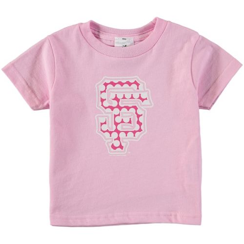  Toddler Girls San Francisco Giants Soft as a Grape Pink Polka Dot Logo T-Shirt