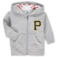 Infant Pittsburgh Pirates Soft as a Grape Heathered Gray Baseball Print Full-Zip Hoodie