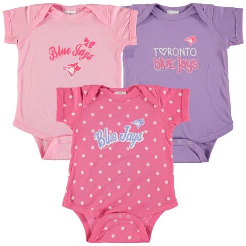  Girls Newborn & Infant Toronto Blue Jays Soft as a Grape Pink Rookie 3-Pack Bodysuit Set