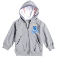 Infant Kansas City Royals Soft as a Grape Heathered Gray Baseball Print Full-Zip Hoodie