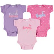 Girls Newborn & Infant Texas Rangers Soft as a Grape PinkPurple Rookie 3-Pack Bodysuit Set