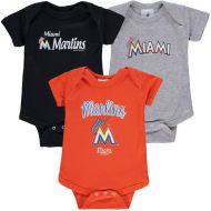 Infant Miami Marlins Soft as a Grape Orange/Black/Gray 3-Pack Rookie Bodysuit Set